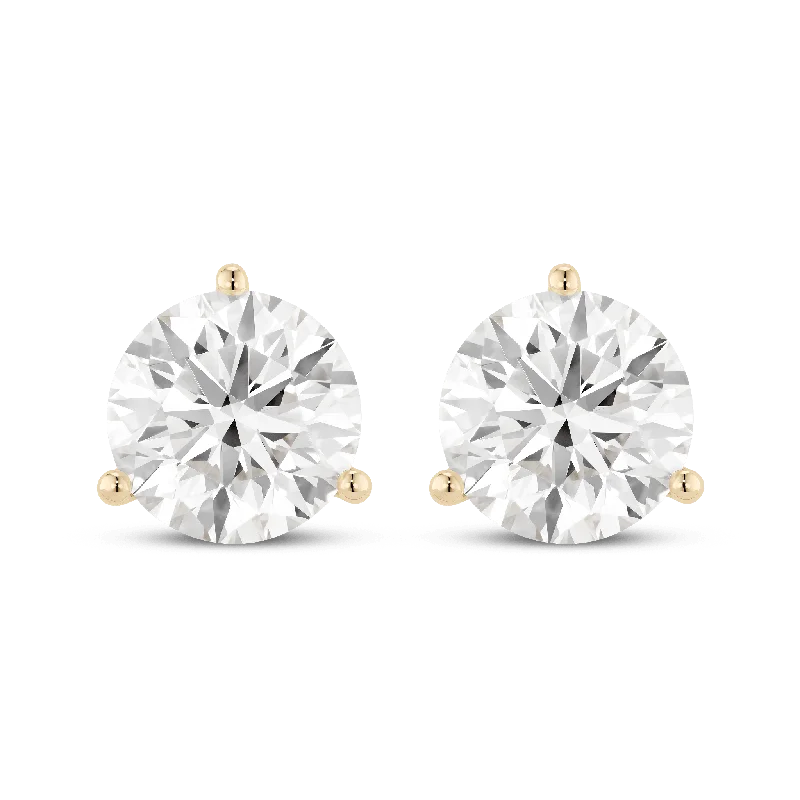 Brushed silver earrings-The Round Brilliant Solitaire Studs