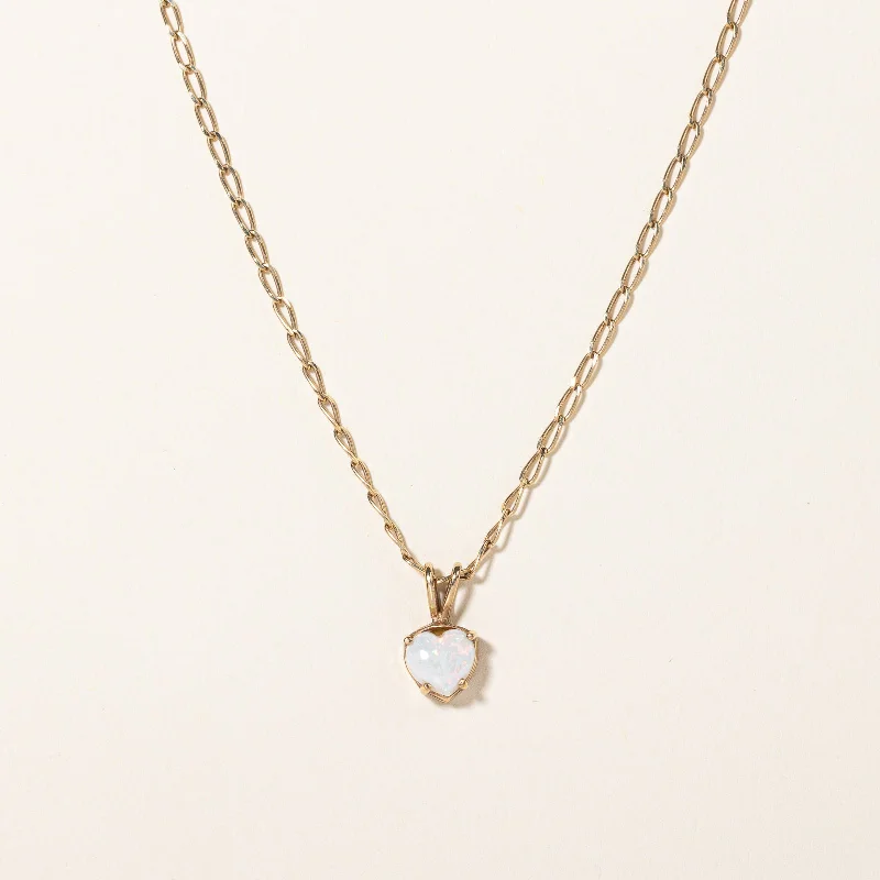 Square pendant necklaces-Opal Heart Pendant & Necklace | 0.40ct | 18" |