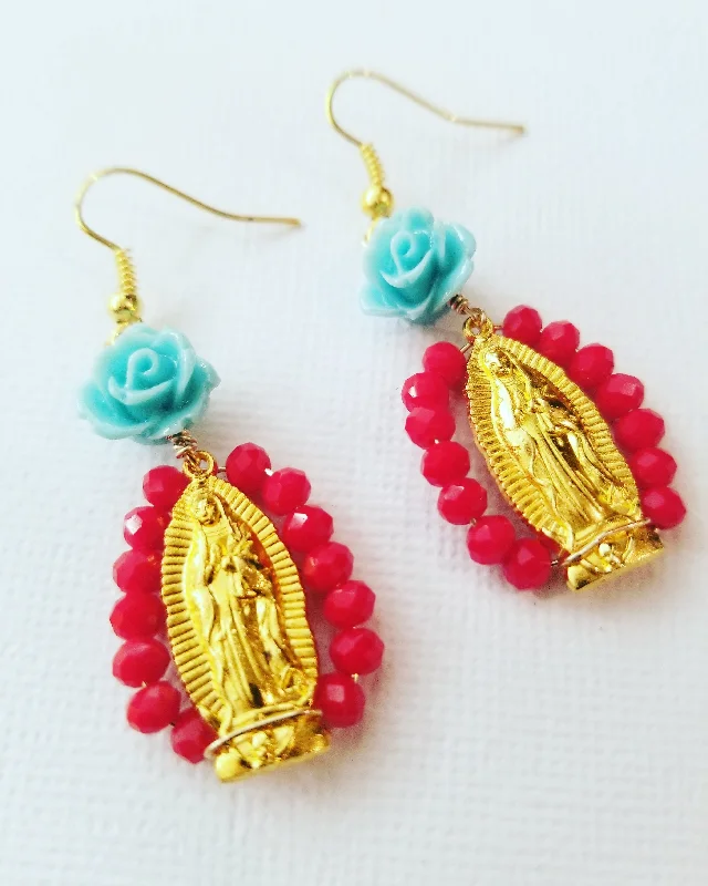 Warding eye earrings-Virgen Crystal Altar Earrings