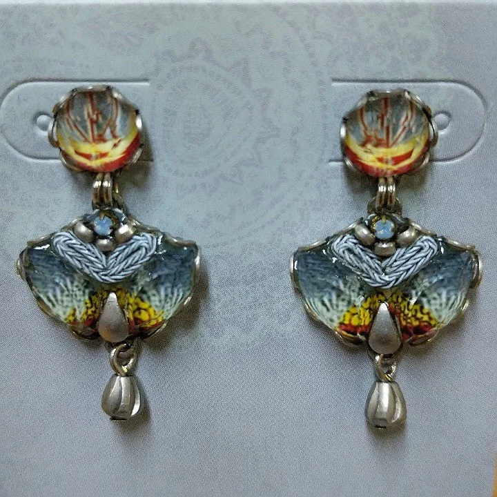 Old coin earrings-AYALABAR EARRINGS YELLOW/ PALE BLUE