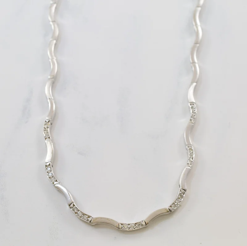 Stretchy cord necklaces-Wavy Diamond Necklace | 0.21ctw | 16" |