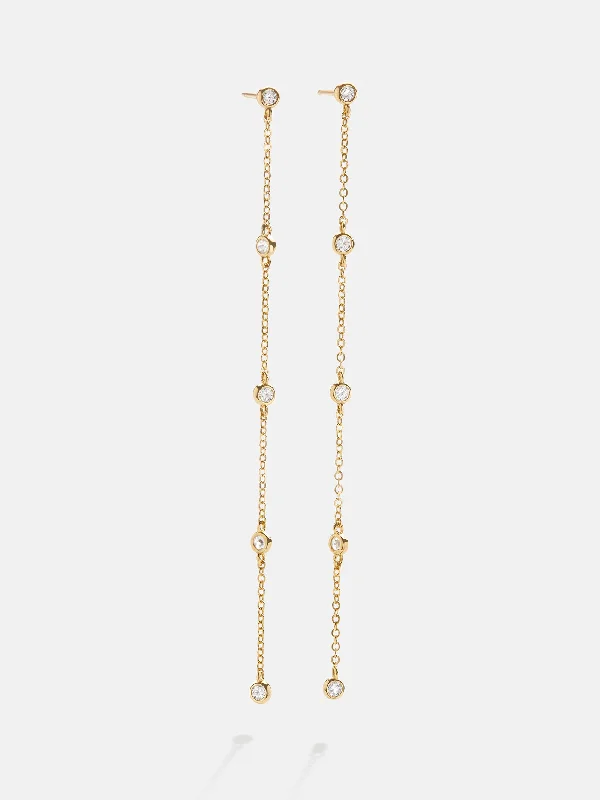 Round drop earrings-Yasmine 18K Gold Earrings - Gold/Pavé