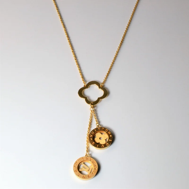 Gem-wrapped necklaces-Louis Vuitton' Gold Lariat Necklace | 16" |