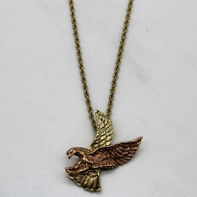 Flat bar necklaces-14k Two Tone Eagle Pendant Necklace | 23" |