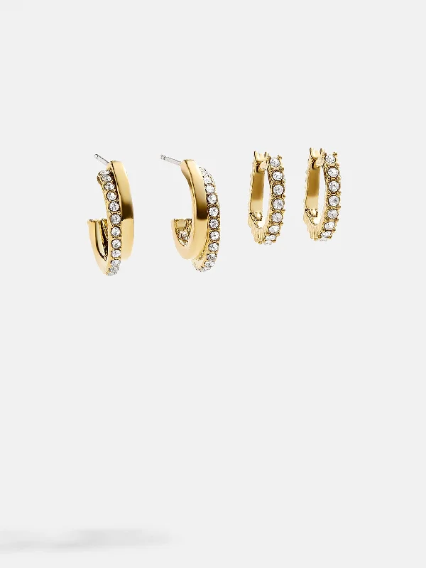 Classic flair earrings-Jennifer Waterproof Earring Set - Gold/Pavé