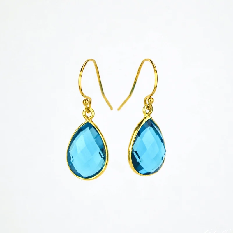 Single dot earrings-London Blue Topaz Small Teardrop Dangle Earrings - December Birthstone