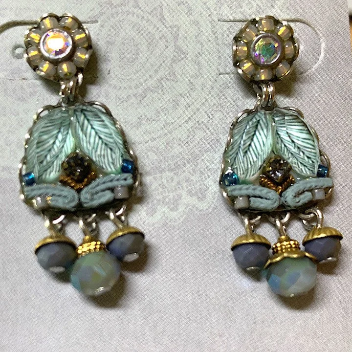 Burnished gold earrings-AYALABAR EARRINGS PALE BLUE