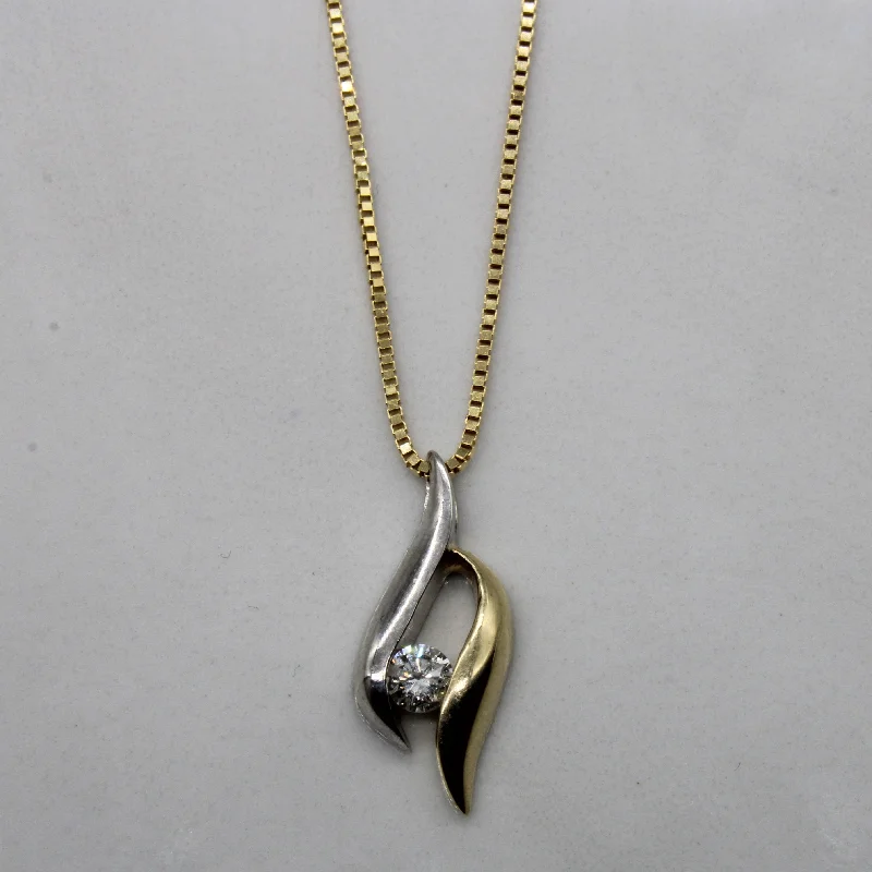 Soft shape necklaces-Two Tone Diamond Twist Necklace | 0.13ct | 18" |