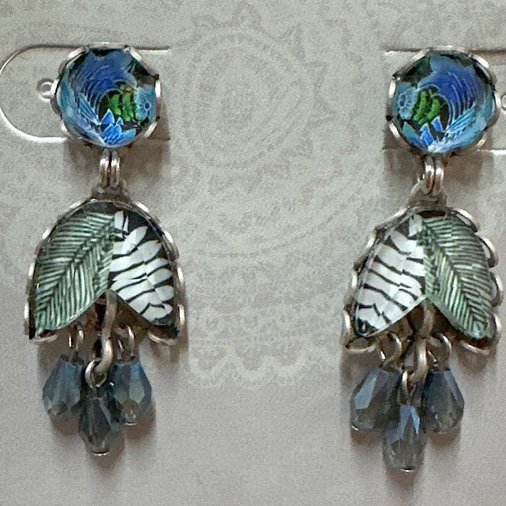 Smooth wood earrings-AYALABAR EARRINGS BLUE LEAF