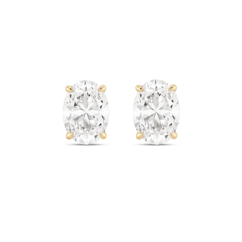 Five-tier earrings-The Oval Solitaire Studs