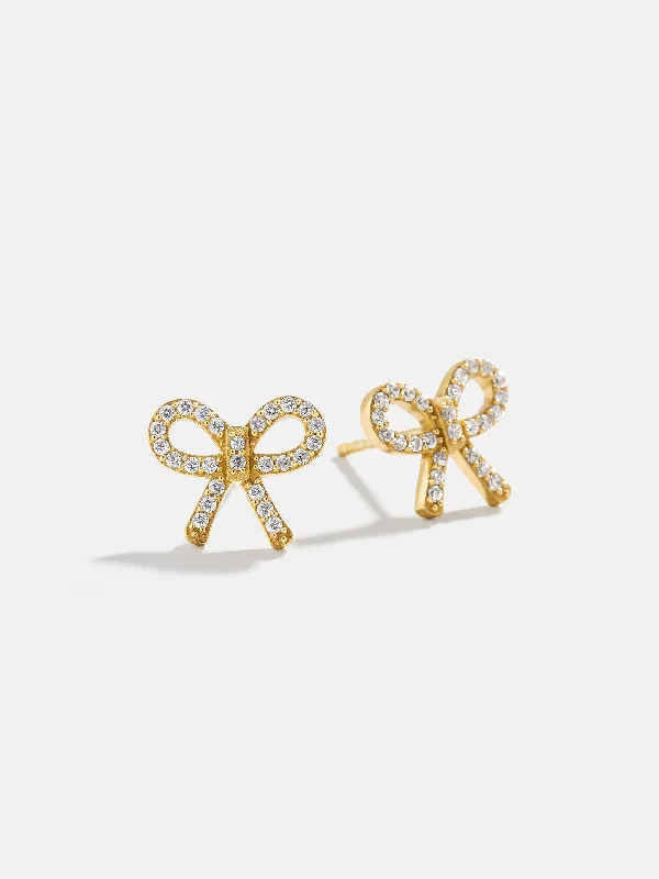 Tiered drop earrings-18K Gold Bow Earrings - Gold/Pavé