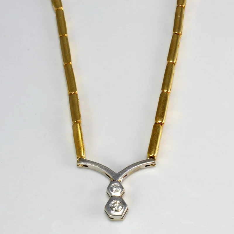 Sapphire pendant necklaces-Bezel Set Diamond Two Tone Gold Necklace | 0.17 ctw, 14''|