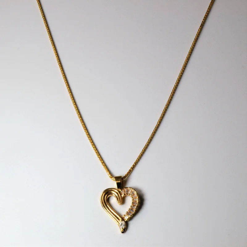 Large stone necklaces-Mixed Cut Diamond Heart Necklace | 0.23ctw | 20"|