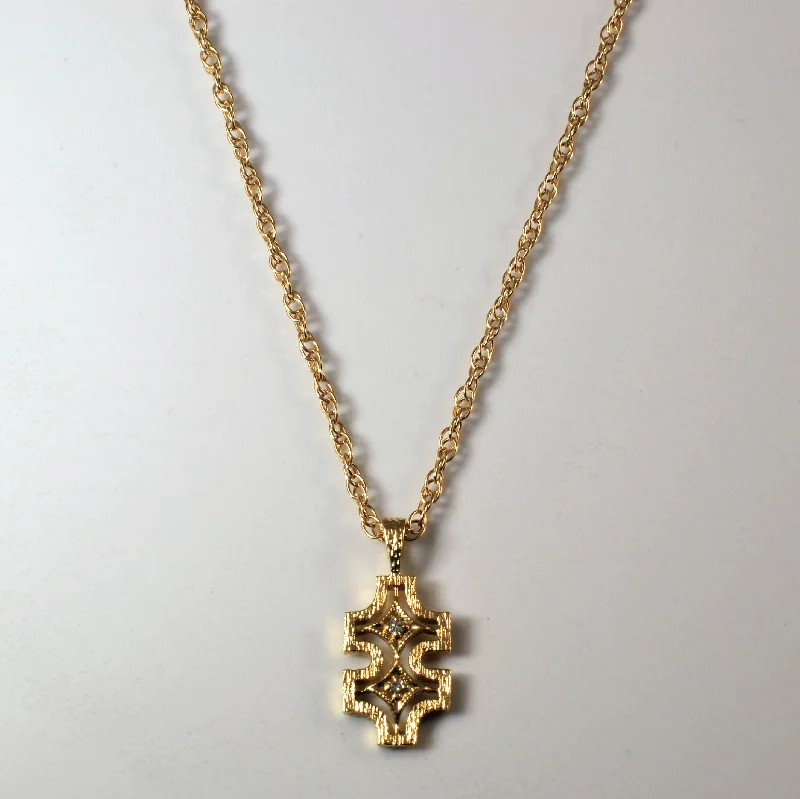 Fine cord necklaces-Geometric Diamond Necklace | 0.04ctw | 16" |