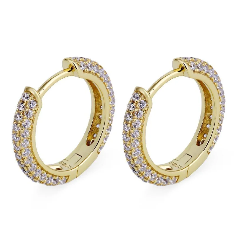 Solar phase earrings-The Wealth Circle® - 925 Sterling Silver Iced Out Diamond Hoop Earrings in 14K Gold