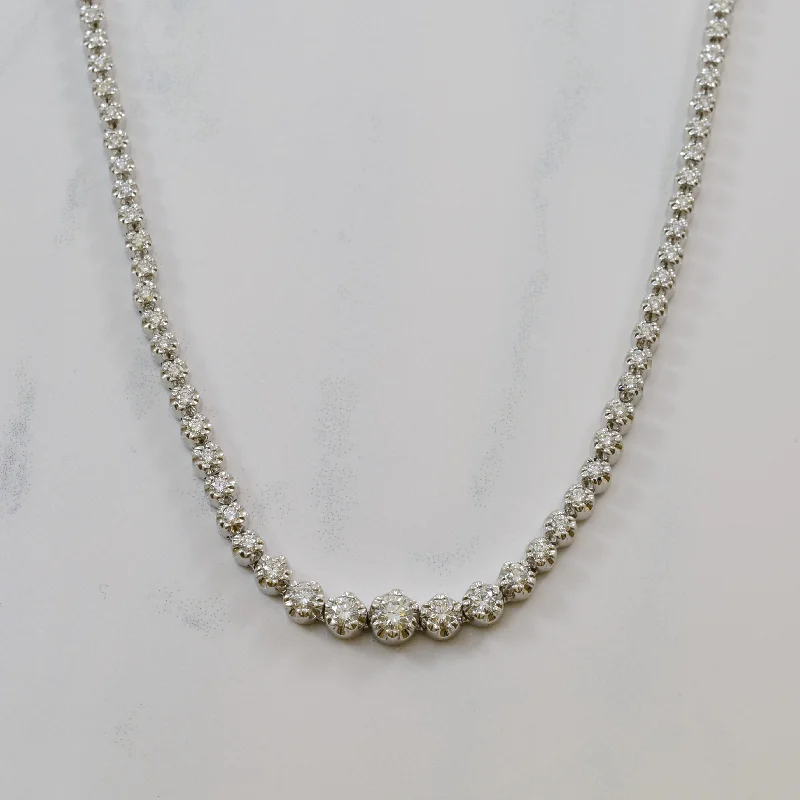 Swinging gem necklaces-Graduated Diamond Necklace | 3.18ctw | 17" |