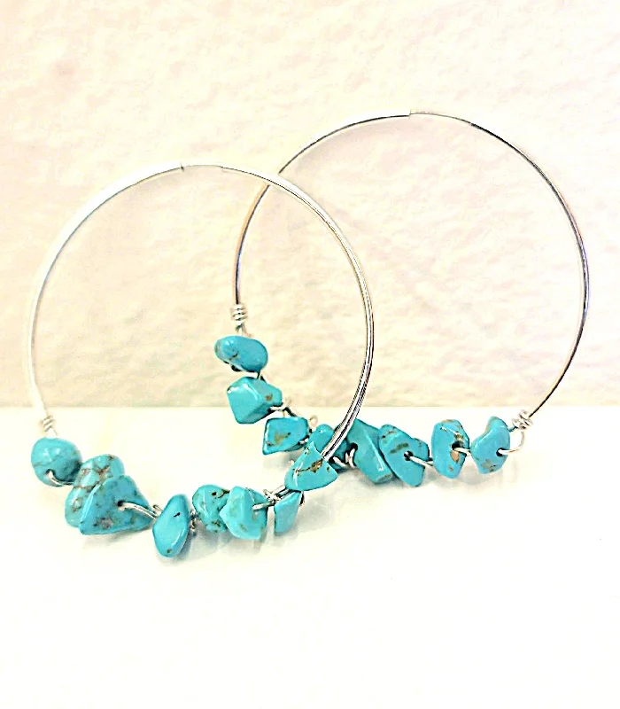 Tarnished silver earrings-Nizhoni Turquoise Hoop Earrings