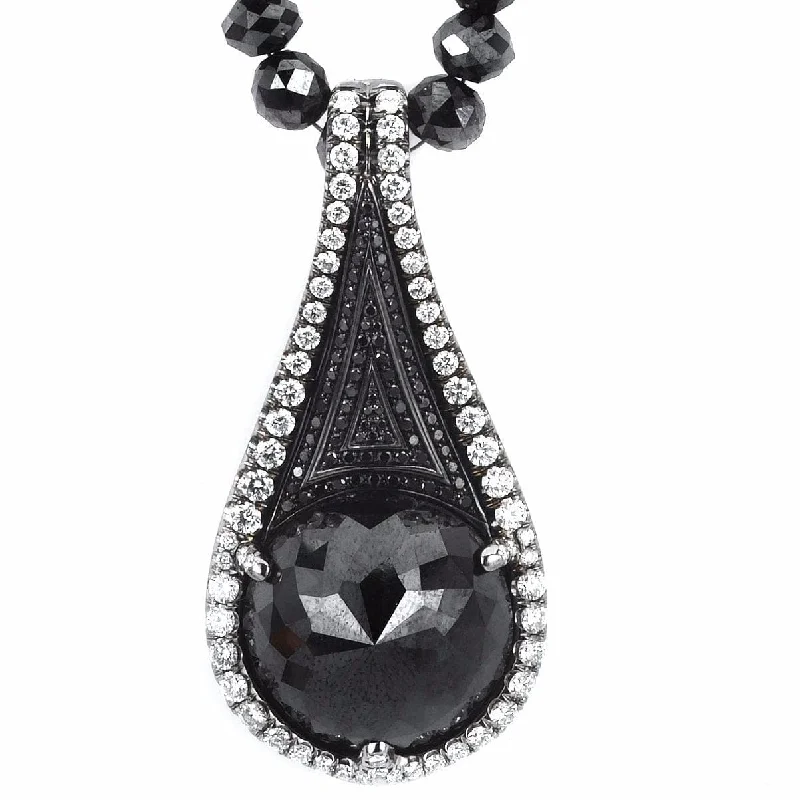 Warding eye necklaces-Black Diamond Tear Drop Pendant and Necklace P196