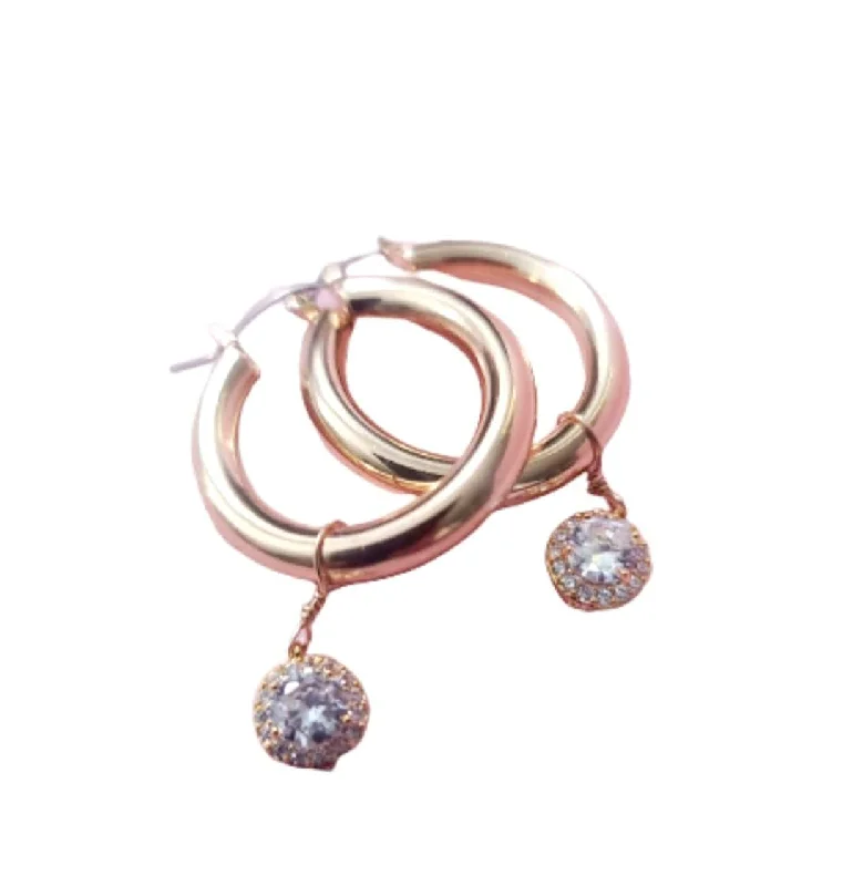 Micro heart earrings-Sophia Cz Huggie Hoop Earrings