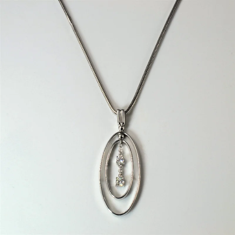 Planetary sign necklaces-Diamond Double Oval Necklace | 0.20ctw | 18" |