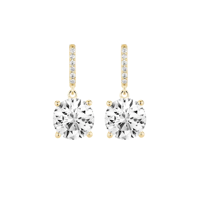 Carved texture earrings-The Round Brilliant Solitaire Drop Earrings