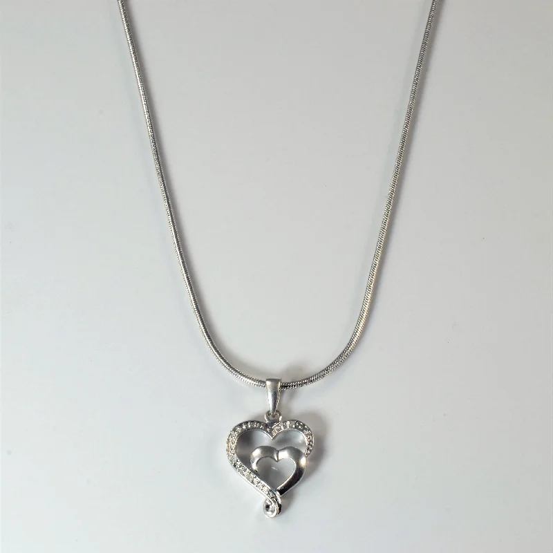 Gem-wrapped necklaces-Double Diamond Heart Necklace | 0.015ctw | 17" |