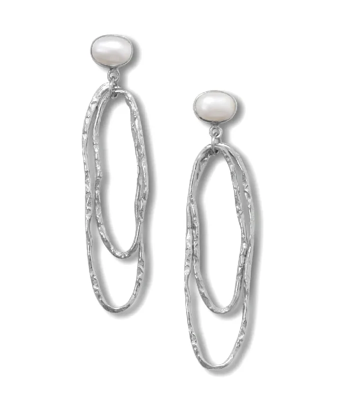 Clear glass earrings-Designer-inspired Cultured Freshwater Pearl Earrings with Textured Drop