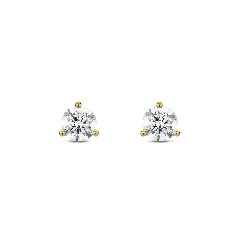 Offbeat pair earrings-The Round Brilliant Solitaire Studs