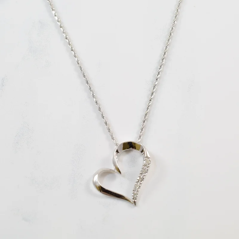 Quad-strand necklaces-Diamond Heart Necklace | 0.10ctw | 18" |