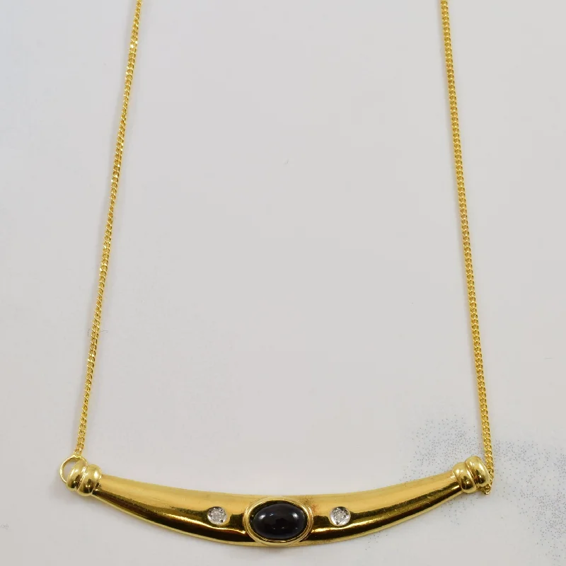 Akoya pearl necklaces-Sapphire & Diamond Bar Necklace | 0.70ctw, 0.01ctw | 18" |