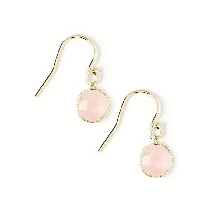 Hollow ring earrings-Rose Quartz Faceted Earrings