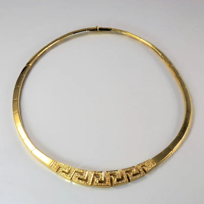 Circular gem necklaces-Geometric Diamond Collar 18k Gold Necklace | 0.95ctw | 17" |