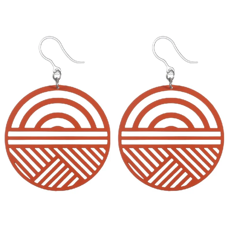 Wave design earrings-Sunrise Dangles Hypoallergenic Earrings for Sensitive Ears Made with Plastic Posts