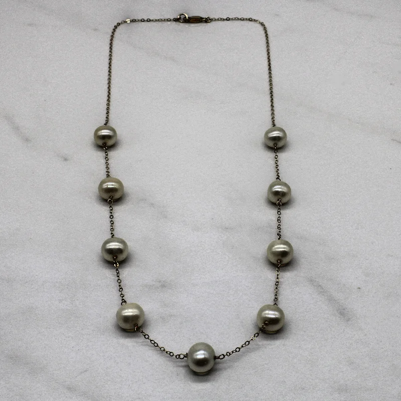 Soft shape necklaces-Stationed Pearl Necklace | 17" |