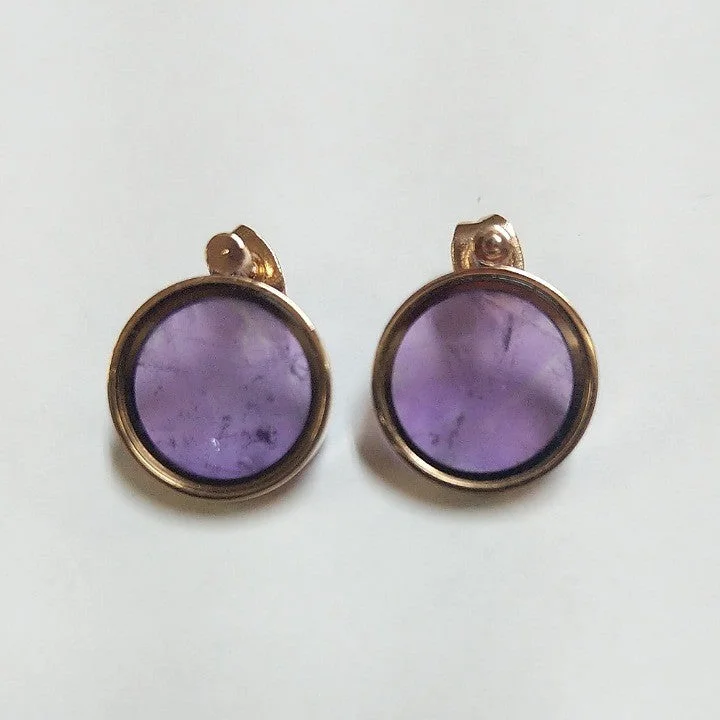 Slim hoop earrings-AMETHYST CAPTURED IN ROSE GOLD EARRINGS