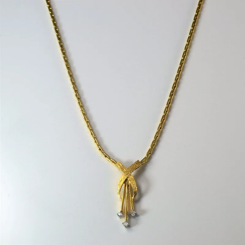 Clear bead necklaces-Three Stone Diamond Tassel Necklace | 0.075ctw | 17" |