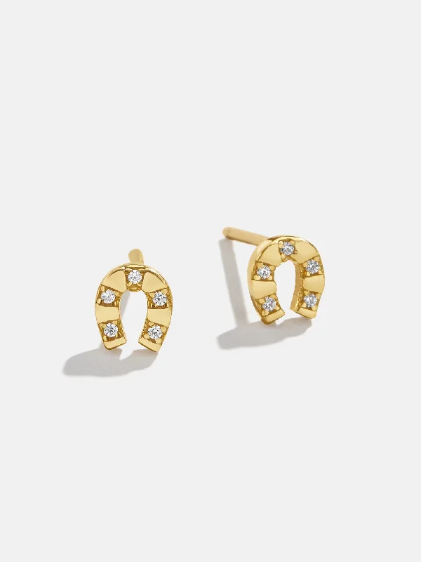 Curved art earrings-Evangeline 18K Gold Earrings - Horseshoe