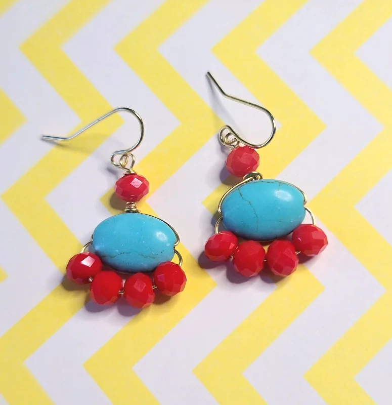 Shimmering gem earrings-Xochitl Turquoise Flower Earrings