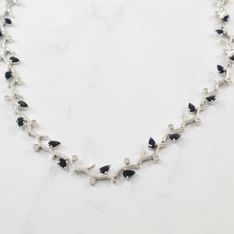 Twist knot necklaces-Sapphire & Diamond Vine Necklace | 0.75ctw, 7.50ctw |