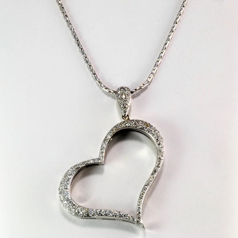 Beach glass necklaces-Pave Diamond Heart Necklace | 0.65ctw, 14''|