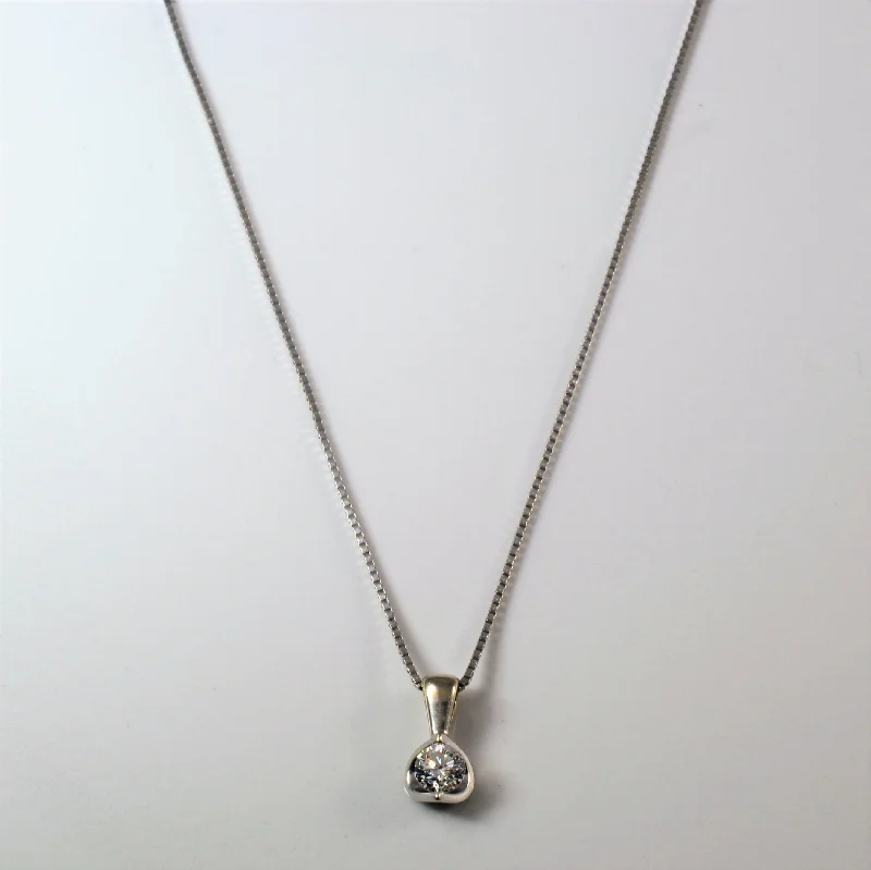 Large stone necklaces-Half Moon Diamond Solitaire Necklace | 0.30ct | 20" |