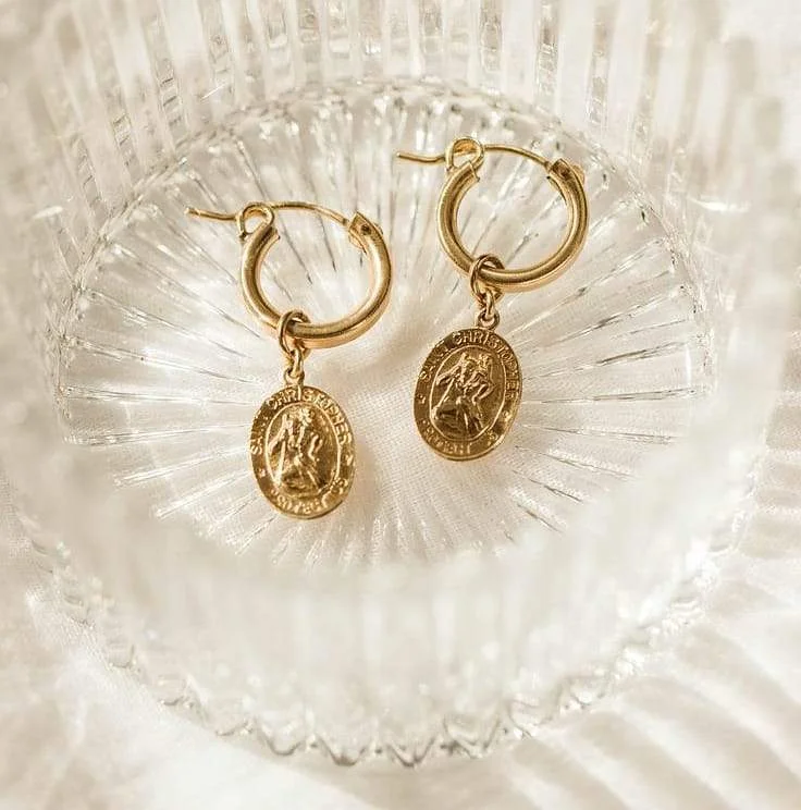 Whisper threader earrings-St. Christopher Charm Earrings