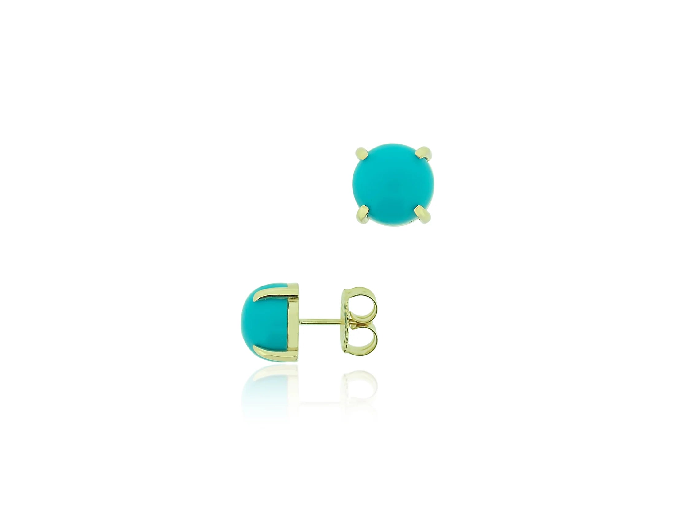 Airy hoop earrings-Turquoise Gold Earring Studs