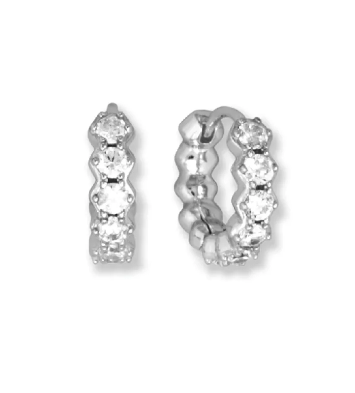 Vine pattern earrings-Hoop Earrings Hexagon Shape 10mm with Cubic Zirconia