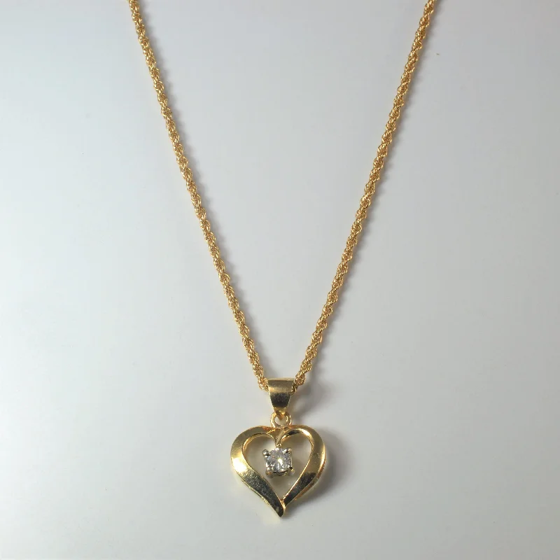 Woven thread necklaces-Solitaire Diamond Heart Necklace | 0.20ct | 20" |