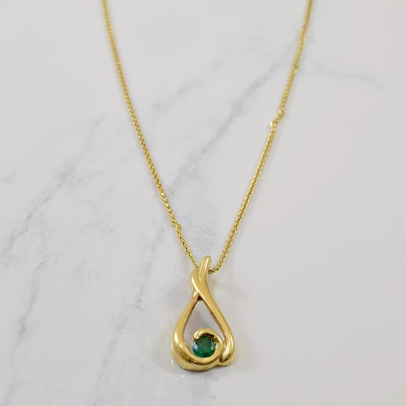 Flat bar necklaces-Emerald Bypass Drop Necklace | 0.20ct | 19" |