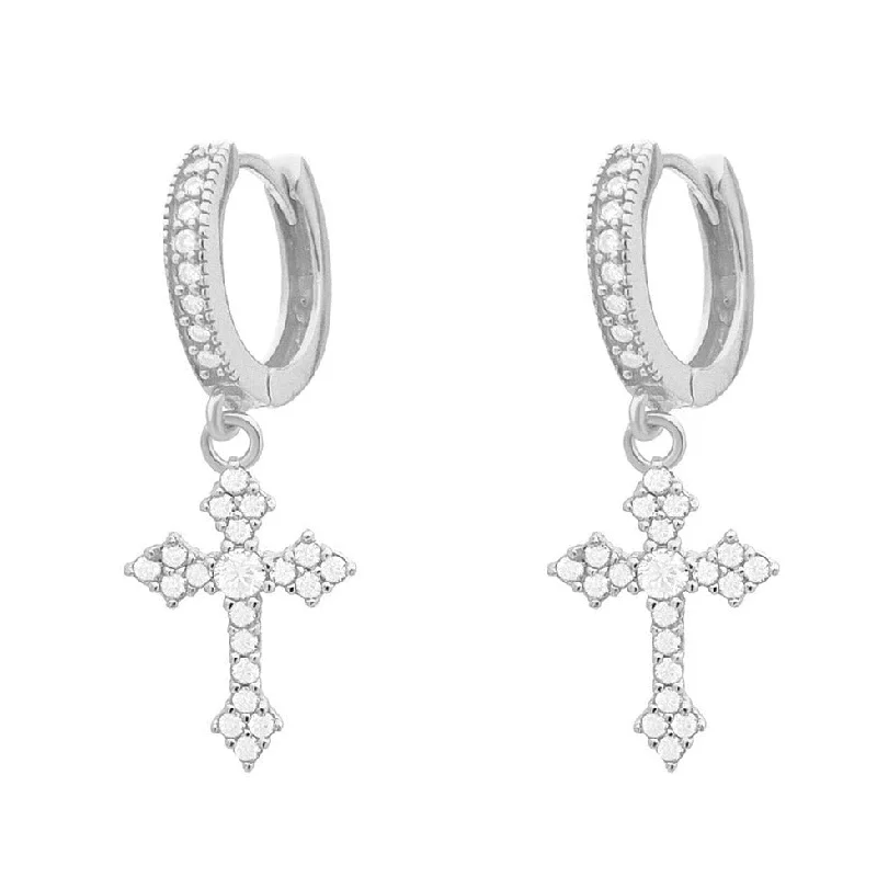 Ribbon tassel earrings-S925 Moissanite Nova Cross Hoop Earrings - VVS1