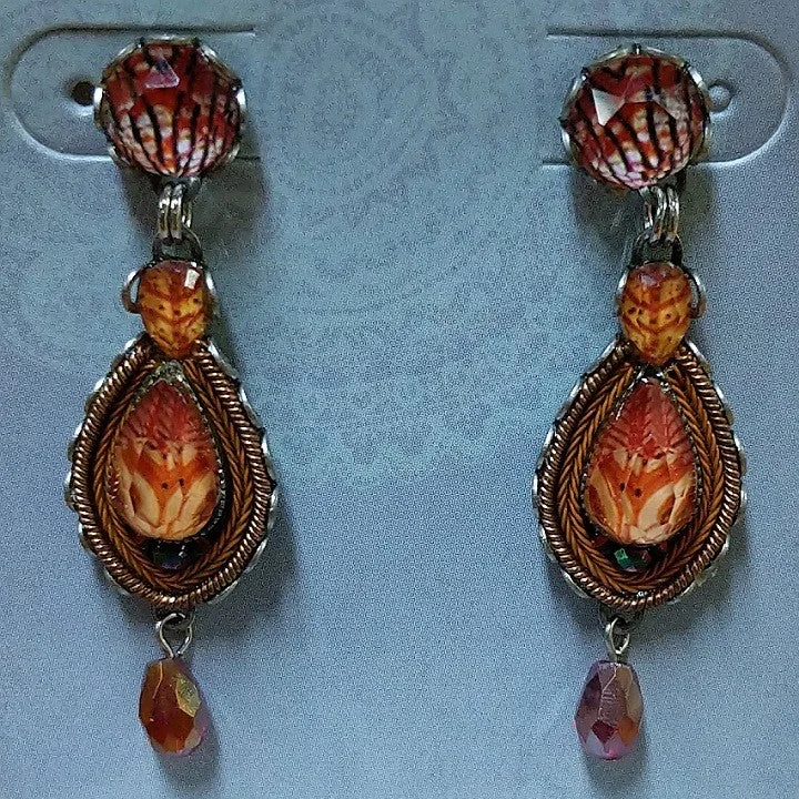 Tiger eye earrings-AYALABAR EARRINGS ORANGE TONES