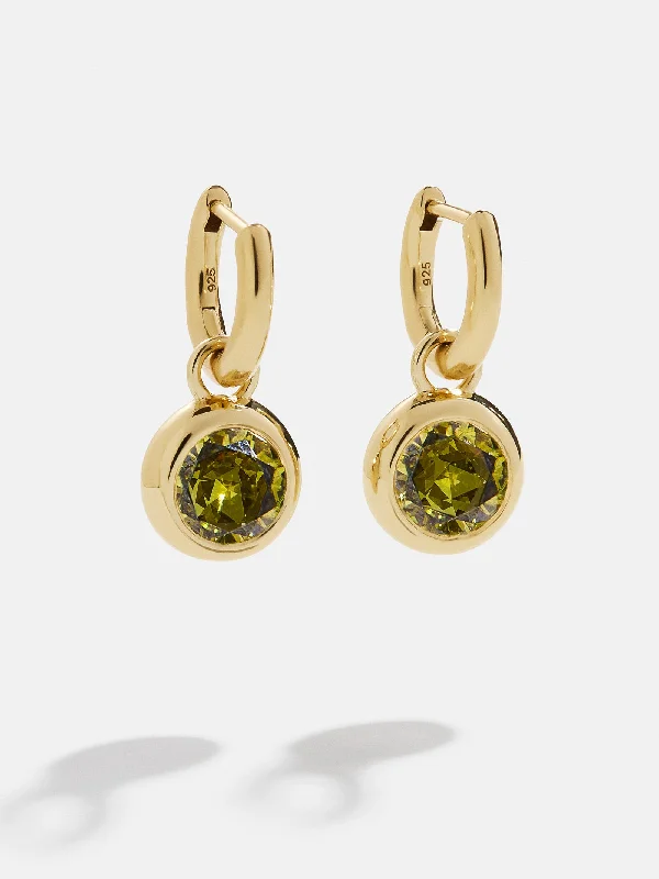 Prism star earrings-18K Gold Birthstone Drop Earrings - Peridot