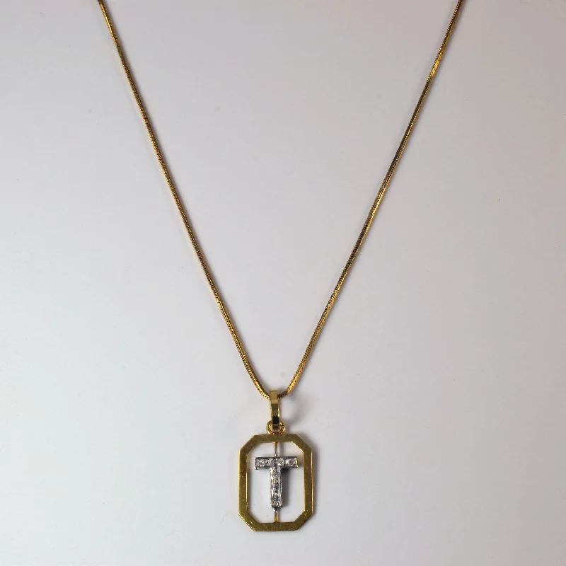 Ripple design necklaces-Diamond Initial 'T' Necklace | 0.04ctw | 22" |